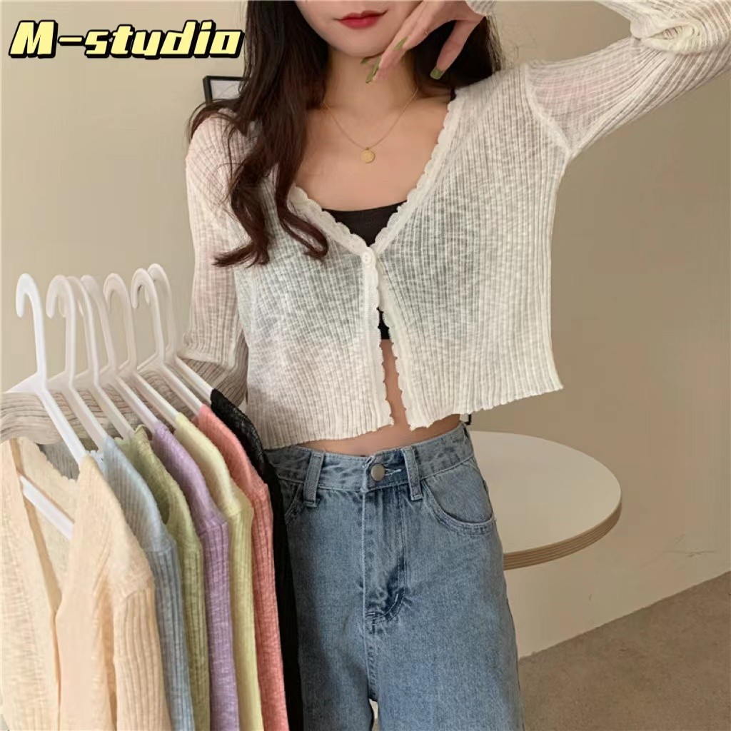 Maze พร้อมส่ง เสื้อคลุมกันแดดแขนยาว เสื้อคลุมแขนยาวผ้าบางไม่หนารุ่นนี้โทนสีพลาสเทลใส่กับอะไรก็ปัง(70068)