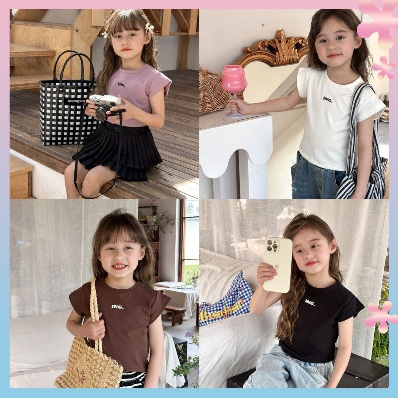 Children's Clothing2024Summer New Girls' Short-Sleeved Shirt Baby Short Western StyleTT-shirt Summer Fashion