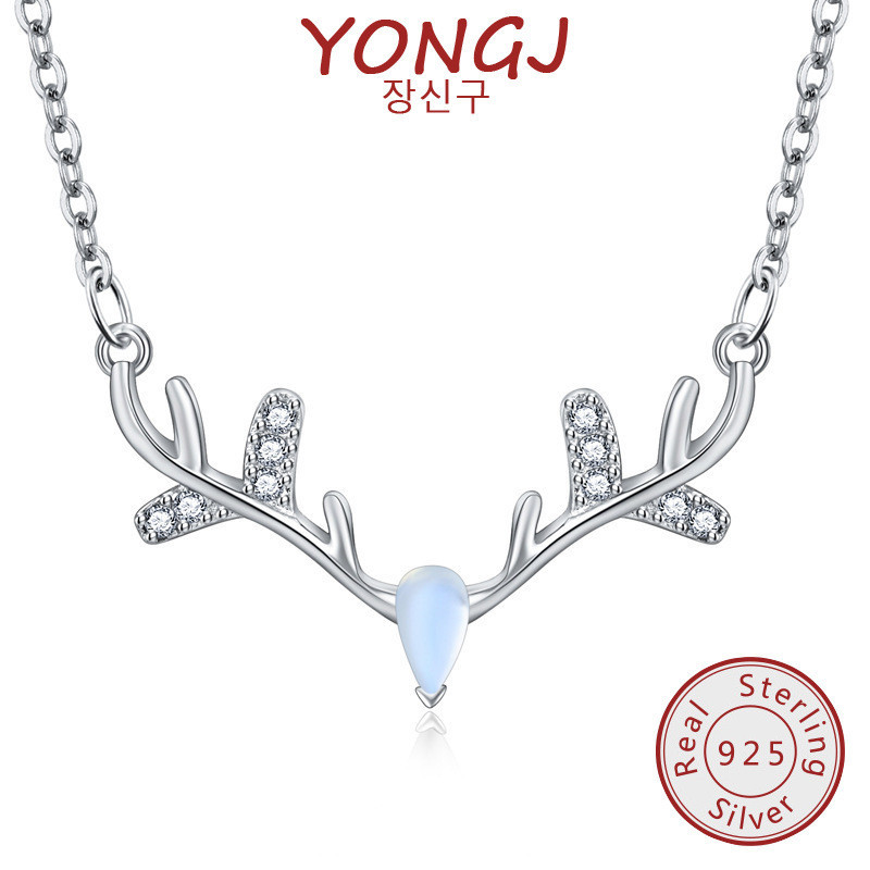 925 Silver Diamond Elk Horn สร้อยคอคริสต์มาสสําหรับแฟน