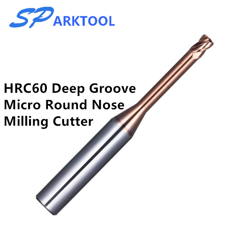 Hrc60 Micro 2 ขลุ ่ ย End Mill เครื ่ องตัด MicroRound เครื ่ องตัดจมูก 4 ขลุ ่ ยมุมซี ่ โครงรัศมี End Mill ทังสเตนเหล ็ ก En