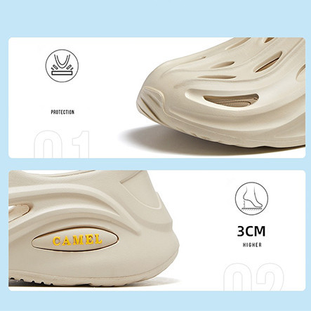 CROCS อูฐกีฬาฤดูร้อนกลวงรองเท้าแตะผู้ชายพื้นนิ่มแฟชั่นรองเท้าแตะชายหาดกันลื่นระบายอากาศกลางแจ้งจระเข้