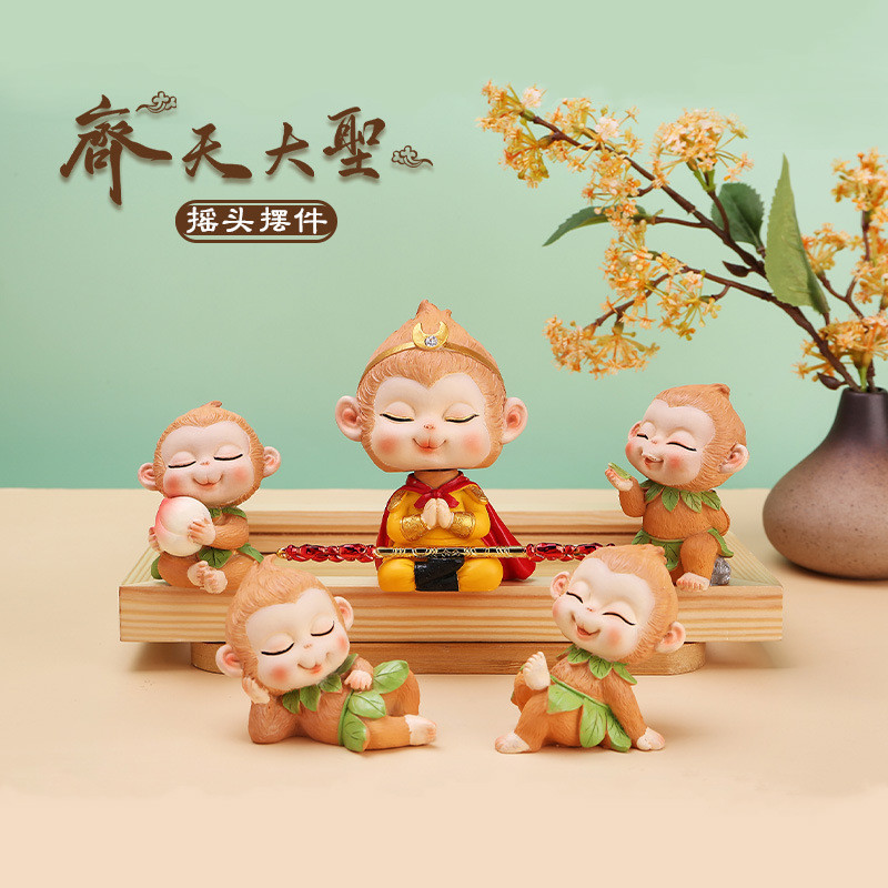 【qiqishiqin】เครื ่ องประดับรถการ ์ ตูน Monkey King รูปปั ้ นสําหรับตกแต ่ งบ ้ านและสํานักงาน