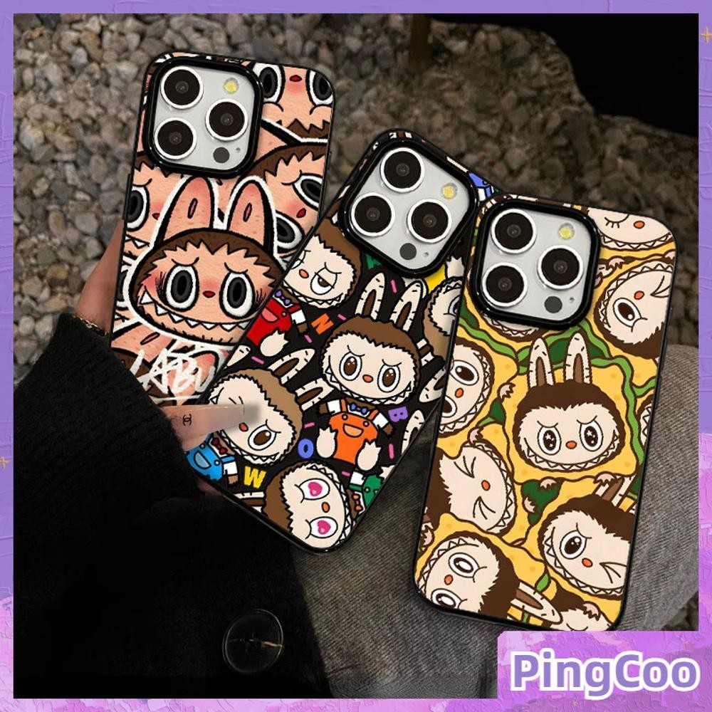 สําหรับiphone 15Pro Max iPhoneกรณีสีดําGlossy TPU Soft Caseกันกระแทกป้องกันกล้องLabubuตลกใช้งานร่วมกับiPhone 14 13 12Pro Max 11 XR XS Max 7 8Plus