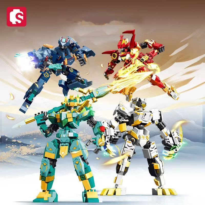 ของเล่นประกอบ Sembo 106061-64 SEMBO จีน mythical beast building blocks Qinglong White Tiger Suzaku X