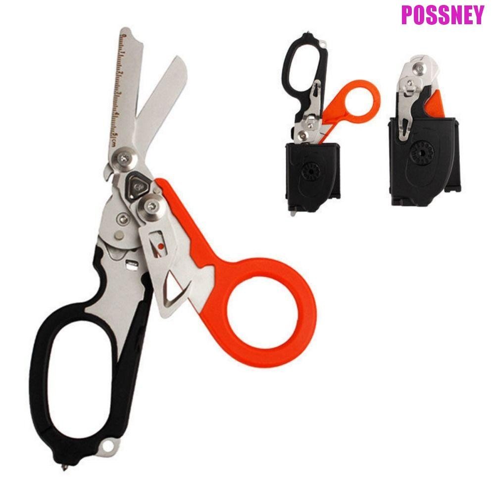 Possney กรรไกรมัลติฟังก ์ ชั ่ ค ้ อนความปลอดภัย Mini เครื ่ องมือพับคีมประแจฉุกเฉิน Response กรรไกร