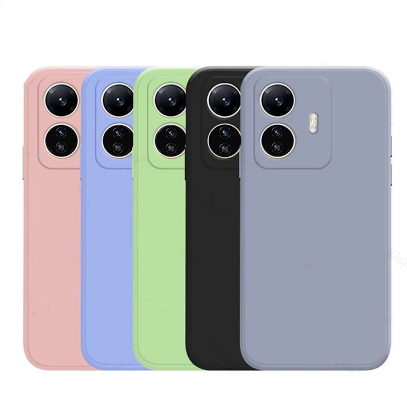เคส Vivo Y17s V29 V29E Y02 Y02T Y12A เคสโทรศัพท์มือถือ เคสซิลิโคนนิ่ม พร้อมตัวป้องกันเลนส์ สีพาสเทล TPU หนา