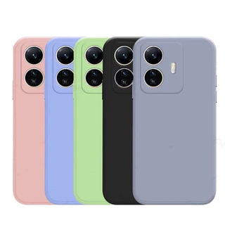 เคส Vivo Y17s V29 V29E Y02 Y02T Y12A เคสโทรศัพท์มือถือ เคสซิลิโคนนิ่ม พร้อมตัวป้องกันเลนส์ สีพาสเทล TPU หนา