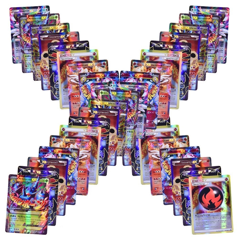 100 ชิ้น/กล่องการ์ดโปเกมอนของเล่น 100VMAX GX EX MEGA Battle เวอร์ชันภาษาอังกฤษ Charizard Pikachu การ์ดผู้ใหญ่เด็กของเล่น thumbnail 6