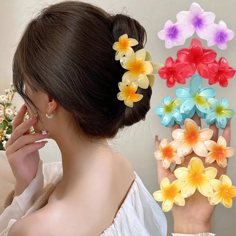ฤดูร้อนไล่ระดับสีดอกไม้กิ๊บคลิปด้านหลังหัวกิ๊บฉลามคลิปญี่ปุ่นและเกาหลีริมทะเลวันหยุดอุปกรณ์ผมสําหรับผู้หญิง