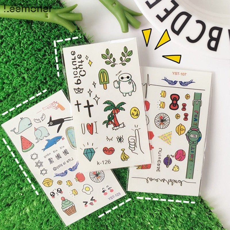 【Lemon】สติกเกอร์ Tattoo ลายการ์ตูนน่ารัก แนวเกาหลี รอยสักชั่วคราว แบบชั่วคราวกันน้ำ สามารถลบออกได้-LN