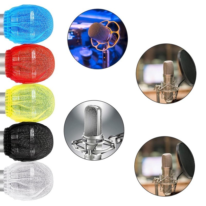ฝาครอบไมโครโฟนแบบใช้แล้วทิ้ง 200 ชิ้น,กระจกไมโครโฟนแบบใช้มือถือสําหรับสตูดิโอบันทึกเสียง เคทีวี คาราโอเกะ (คละสี)