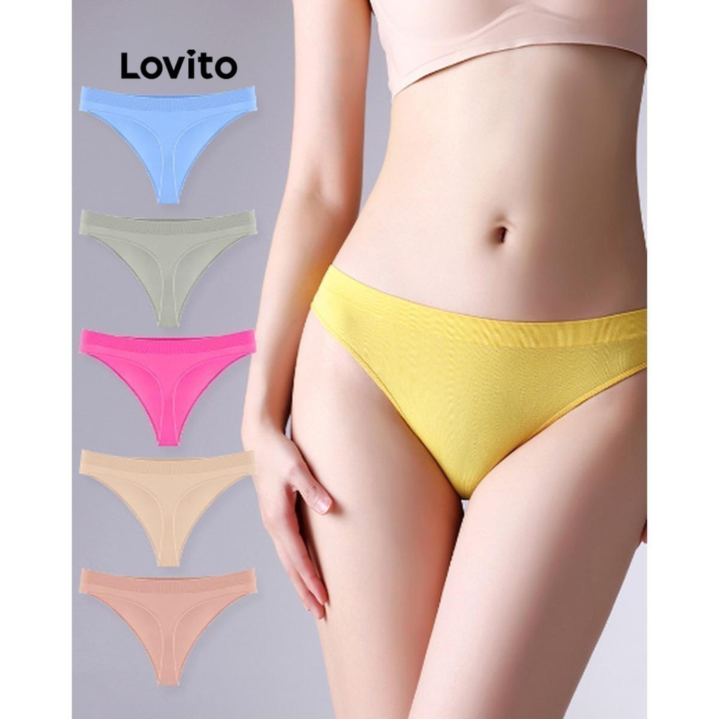 Lovito กางเกงชั้นในผู้หญิง เบสิก สีพื้น สไตล์เซ็กซี่ LNE48243
