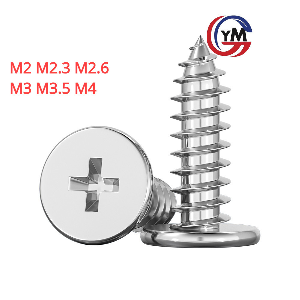 [Yhm1]สกรู สแตนเลส 304  แฉก เกลียวปล่อย ปลายแหลม  น็อต Flat Head Phillip Tapping Screw M2M2.3 M2.6 M3M3.5M4