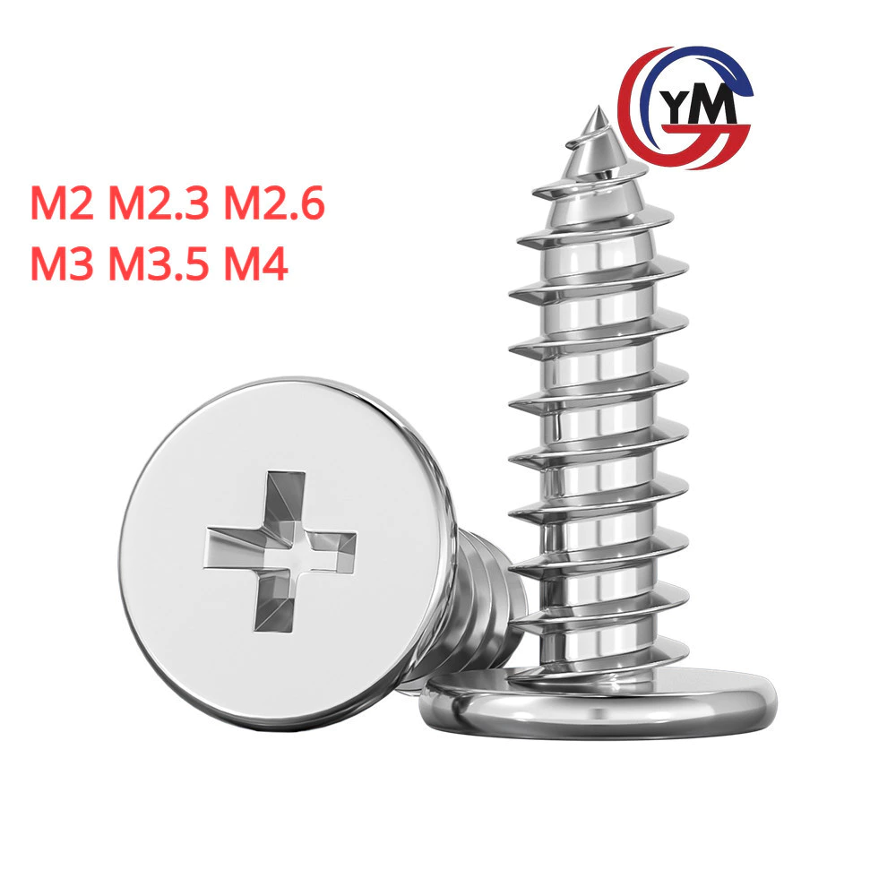 [Yhm1]สกรู สแตนเลส 304 แฉก เกลียวปล่อย ปลายแหลม น็อต Flat Head Phillip Tapping Screw M2M2.3 M2.6 M3M3.5M4