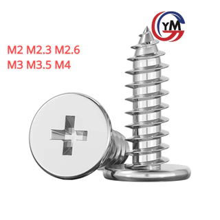 [Yhm1]สกรู สแตนเลส 304 แฉก เกลียวปล่อย ปลายแหลม น็อต Flat Head Phillip Tapping Screw M2M2.3 M2.6 M3M3.5M4