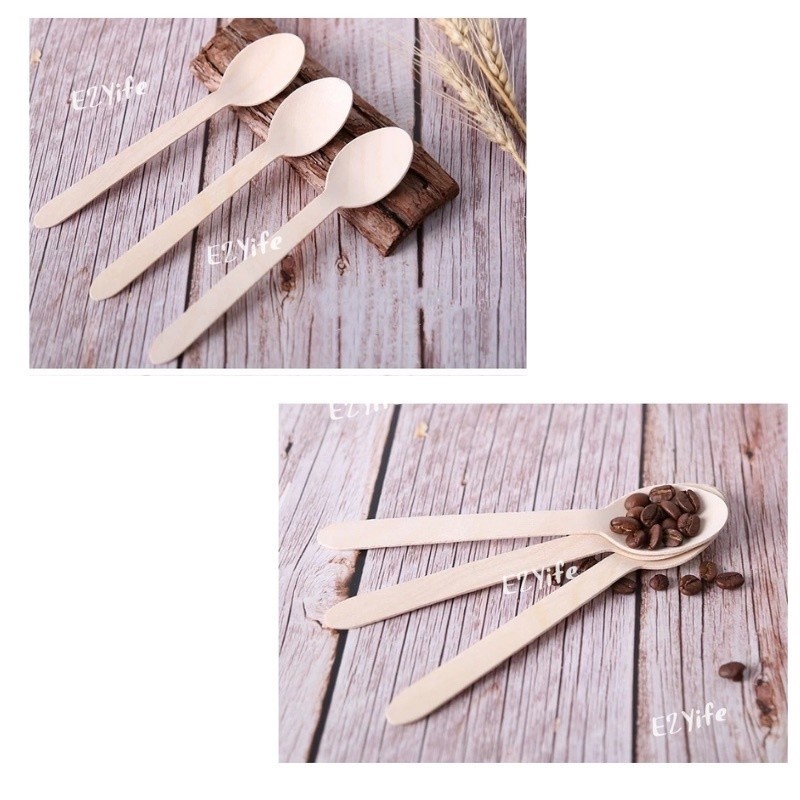 ช้อนไม้ ส้อมไม้ ซีลพลาสติกใสแยกชิ้น สะอาด มีของพร้อมส่ง ขนาด16เซน 14เซน 10เซน - รูปที่ 4