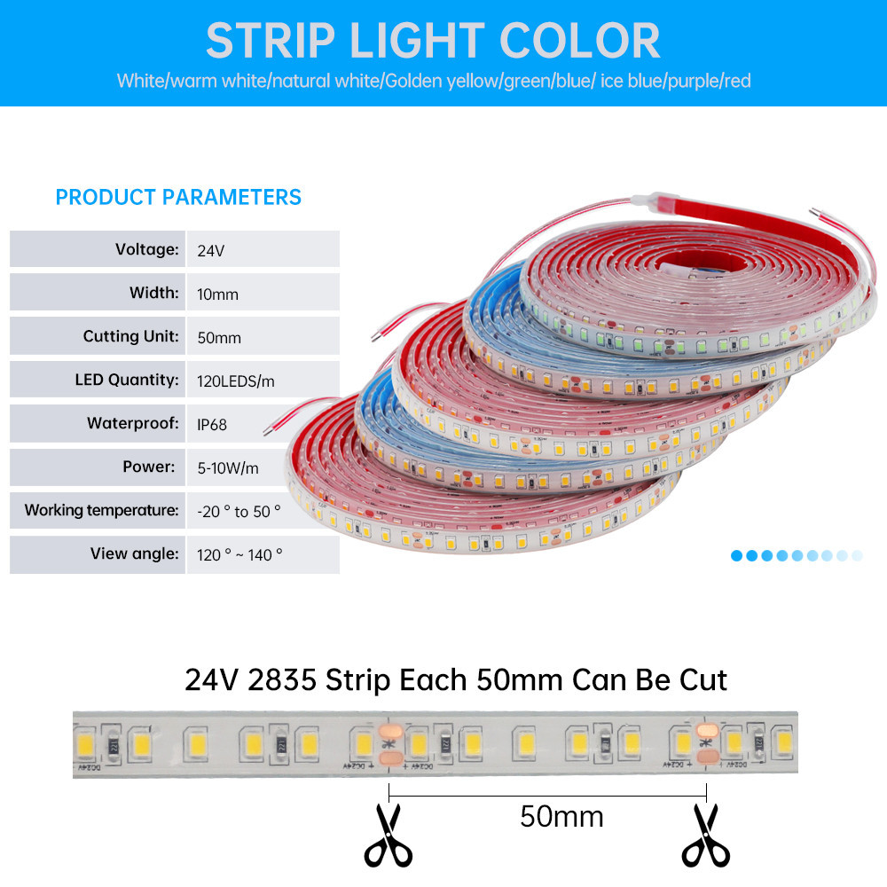 Ip68 กันน้ํา LED Strip Light 2835 DC 24V คุณภาพสูงใต้น้ํากลางแจ้ง Satety เทป LED ยืดหยุ่น 120Leds ริบบิ้นสําหรับสระว่ายน้ํา - รูปที่ 4