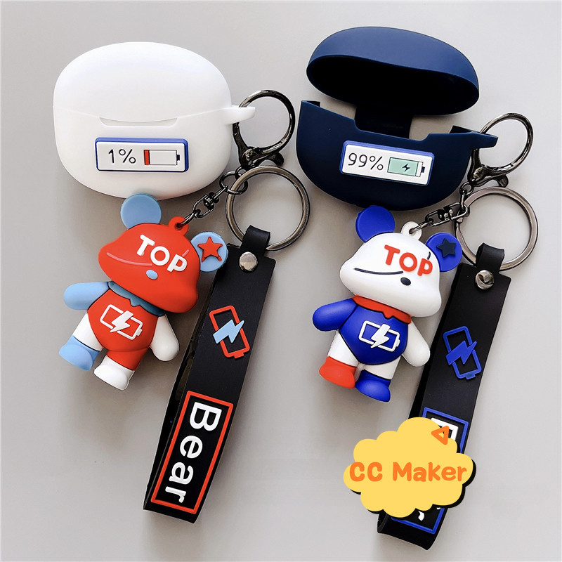 For EDIFIER X5 Pro Case Cartoon Bear Bracelet Keychain Pendant EDIFIER W320TN/W220T Silicone Soft Ca