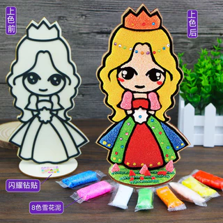 ภาพวาดโคลนเกล็ดหิมะ diy สําหรับเด็ก, ภาพวาดดินโคลนมุก, ของเล่นเพื่อการศึกษาทํามือสําหรับเด็ก