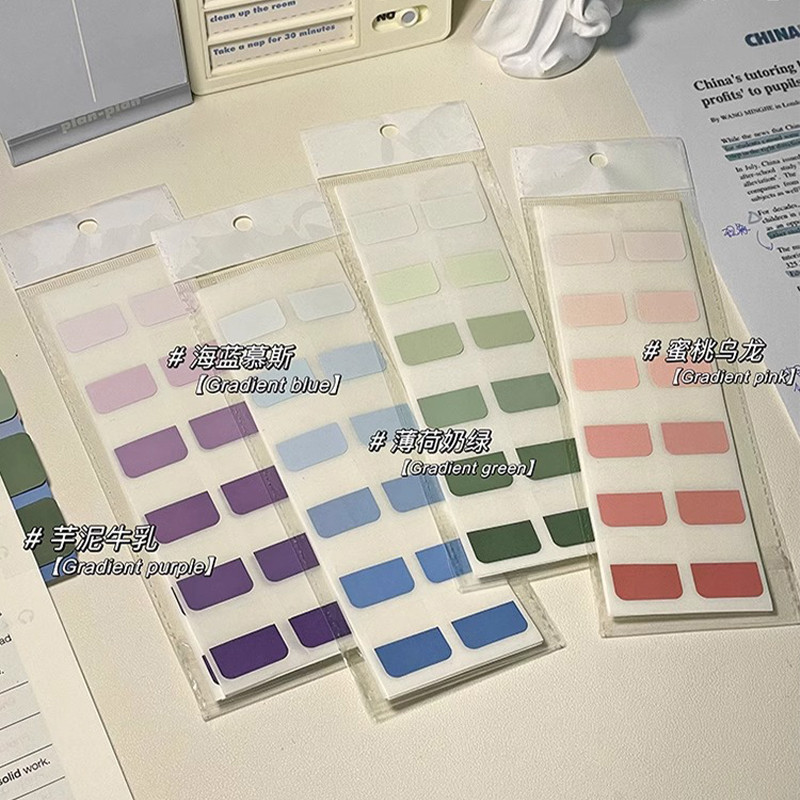 120ชิ้นสร้างสรรค์ไล่โทนสีสีดัชนีสติ๊กเกอร์ชุดมัลติฟังก์ชั่เขียนได้ฉลากสติกเกอร์นักเรียนสามารถวางแคตตาล็อกการจําแนกบุ๊คมาร์คสติก