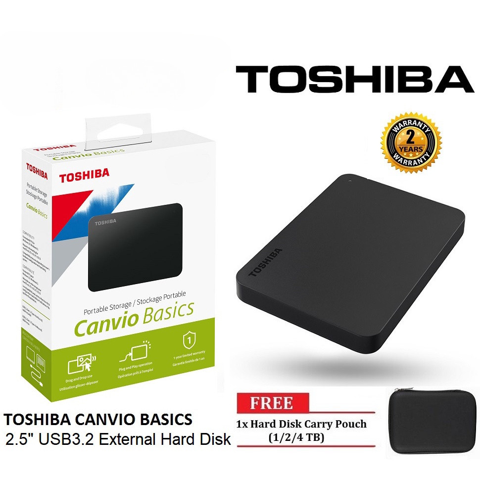 [ 1tb/2tb/4tb ] TOSHIBA CANVIO BASIC 2.5 ✺ EXT EXTERNAL HARDDISK HARD DRIVE SUPERSPEED USB3.2 ฮาร ์ ดดิสก ์ แบบพกพา