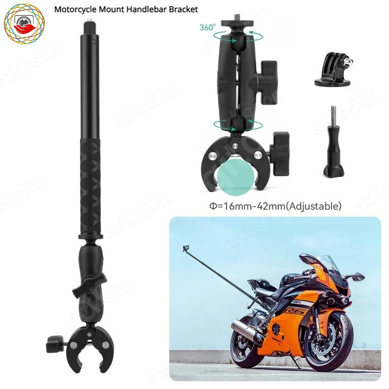 รถจักรยานยนต์ Mount Handlebar Bracket Selfie Stick สําหรับ Insta360 X6 X5 X4 X3 Ace Pro 2 / DJI Acti