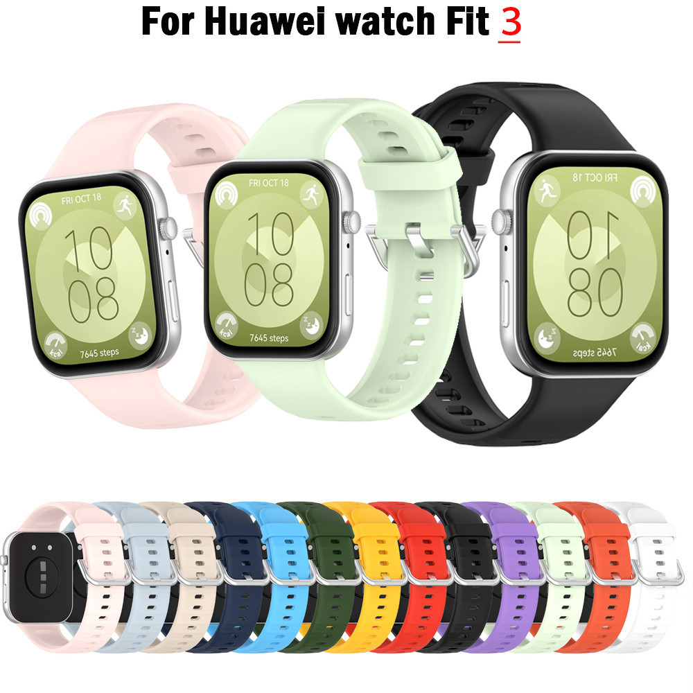 สายรัดซิลิโคนอ่อนนุ่มกีฬาสําหรับ Huawei Watch Fit 3 4 Fit3 Fit4 pro สายรัดข้อมือ