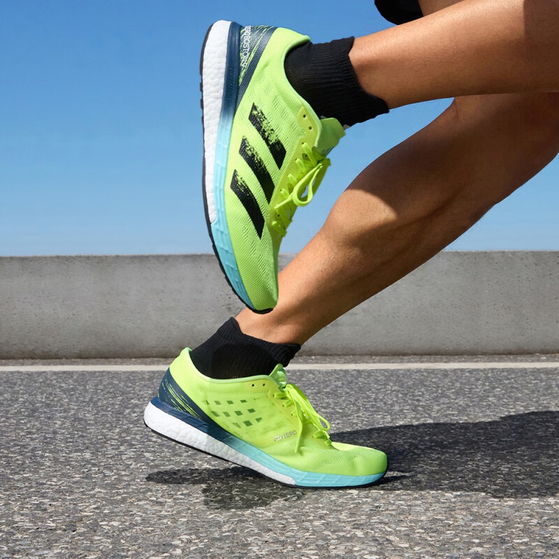 [ คลังสินค ้ าพร ้ อมจัดส ่ งรวดเร ็ ว ] adidas ADIZERO BOSTON 9 Training Ready Stock Marathon boost Running Shoes Men Bright Yellow Fluorescent/Black 41
