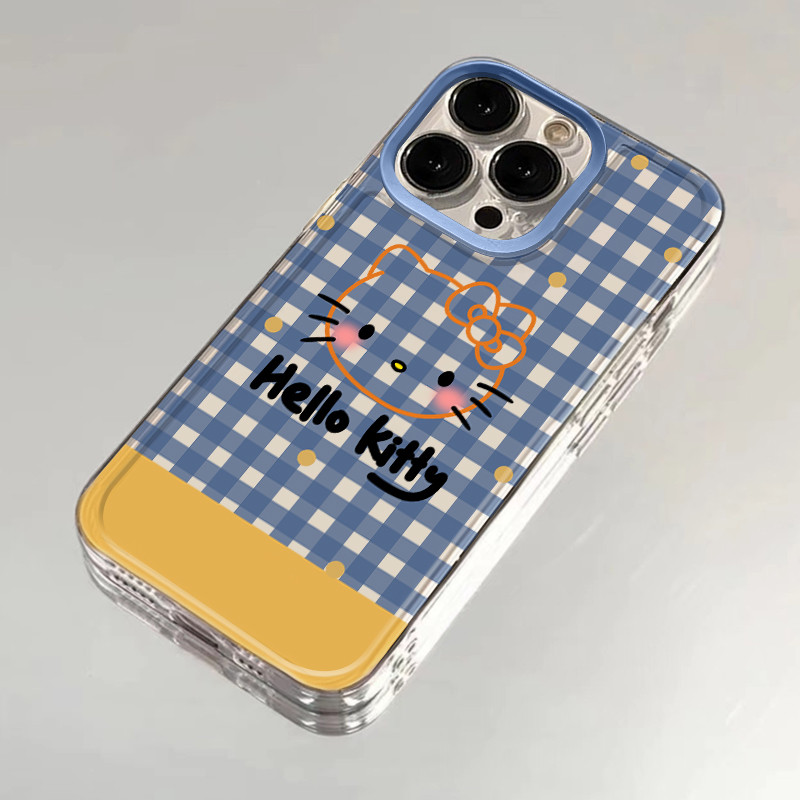 Lange Hello Kitty รูปแบบซิลิโคนใสเคสโทรศัพท์แบบนุ่มเหมาะสําหรับ iPhone x/xs/xr/xsmax/7/8plus/11Promax/12/13/14Promax/15 Shock-resistant รวมทุกอย่างป้องกันกรณี TSLO