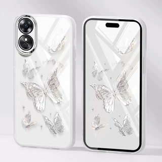 Ybd INSสไตล์เคสโทรศัพท์สําหรับOPPO A3X A79 A59 A18 A38 A58 A17 A17K A78 A98 F23 A1 Pro Reno 8T A60 4G 5G Nicheผีเสื้อปลอกเลนส์ป้องกัน