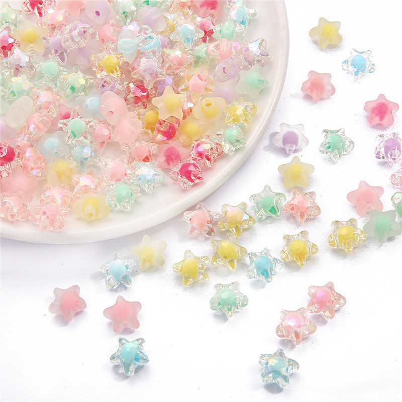 30pcs อะคริลิคฤดูใบไม ้ ผลิสี pentagonal star ลูกปัด DIY ทอมือลูกปัดผม string วัสดุโฮมเมดสร ้ อยข ้ อมืออุปกรณ ์ เสริม