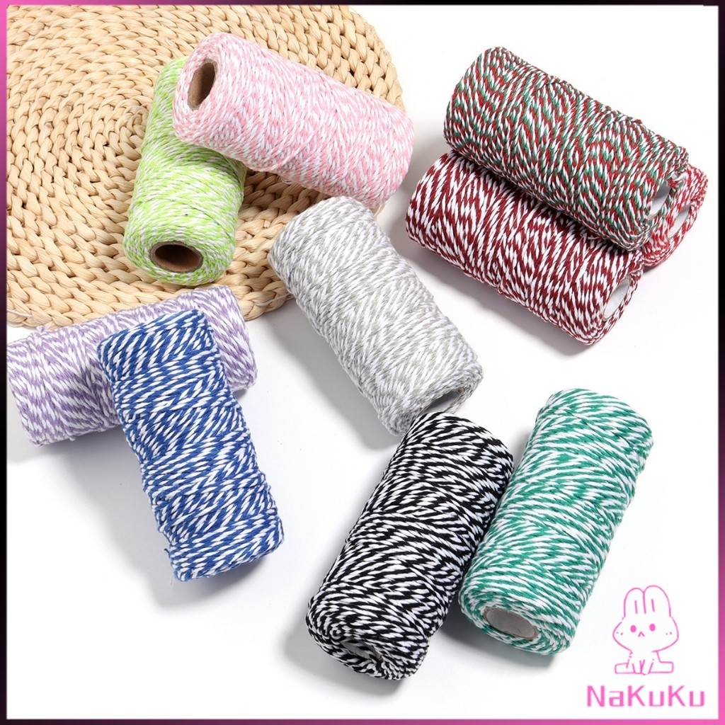 NKK เชือกเกลียวสองสี ยาว 100 เมตร สำหรับงาน DIY บรรจุภัณฑ์ของขวัญ งานฝีมือ Cotton Twine
