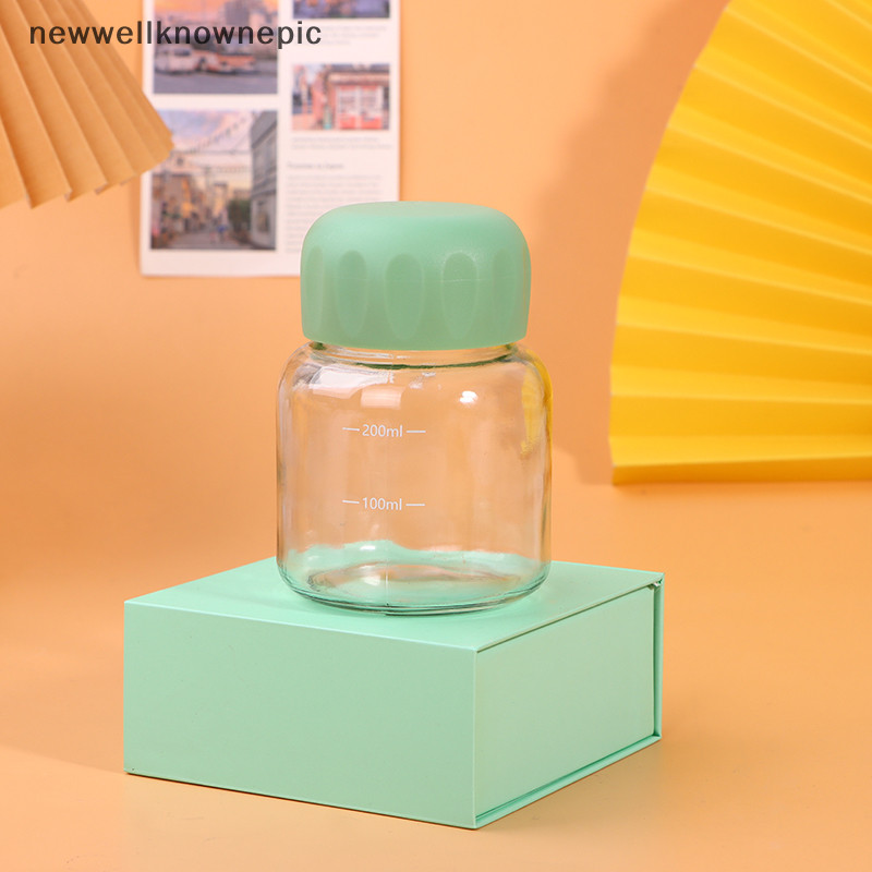 Newwellknownepic Mini ขวดน้ําแก้ว 300ml มินิกาแฟน้ําผลไม้นมชาถ้วยขนาดแบบพกพาสําหรับเด็กนํากลับมาใช้ใหม่ดื่ม TH