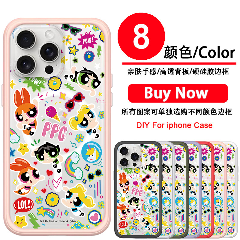Usa ยี ่ ห ้ อ Wildflower Fawn angel WF POWERPUFF GIRL ไม ่ มีแม ่ เหล ็ กสําหรับiPhone 12 13 14 15 Pro Max 14 15 PlusซิลิโคนกันกระแทกกลับฝาครอบWF Casing