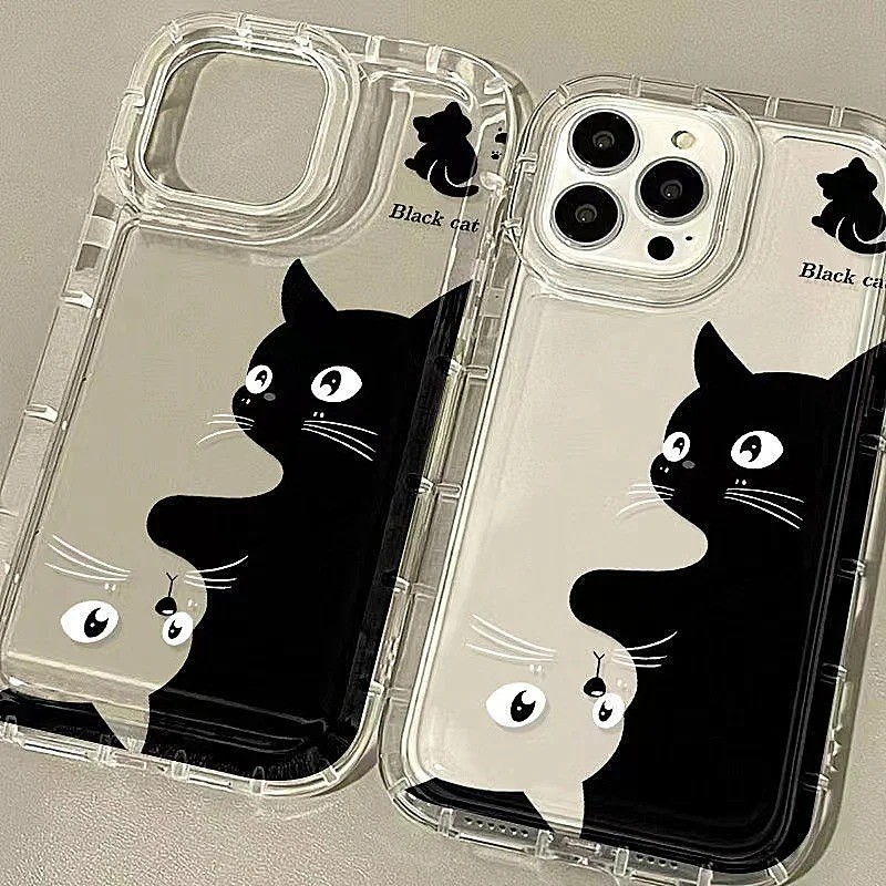 SAMSUNG สําหรับsamsung S24 S22 S23 Ultra S21 S20 FEกรณีA54 A34 A53 A32 A52 A14 A33 A55 การ์ตูนแมวกราฟิกใสนุ่มกันกระแทกซิลิคอนฝาครอบ