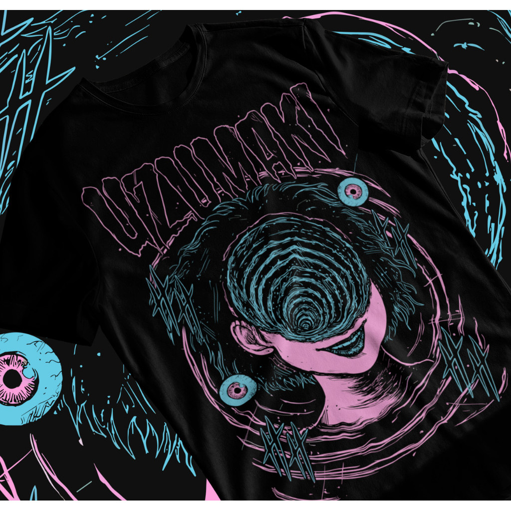 เสื้อยืด Junji Ito Uzumaki ผลงานการ์ตูนญี่ปุ่นแนวสยองขวัญ anime manga วัสดุนิ่ม