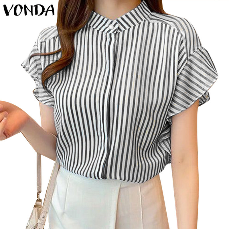 Vonda เสื ้ อแขนกุดคอปกลายสก ๊ อตสีสันสดใสสําหรับผู ้ หญิงเกาหลี