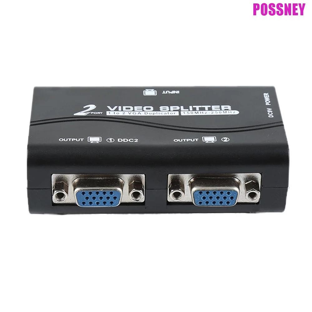 Possney VGA Splitter 2 พอร ์ ต 1 PC ถึง 2 จอภาพพร ้ อมสาย USB Video Splitter