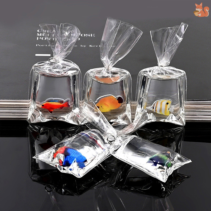 [BI ] 1 PC เรซิ ่ นปลาทอง Ch ปลาขนาดเล ็ กในถุงน ้ ําจี ้ สําหรับ KeyChain Diy TH