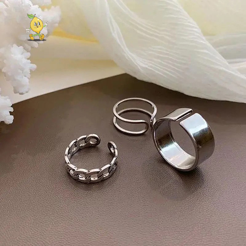 [mozh] 3 ชิ้น/4 ชิ้นฮิปฮอปพังก์เปิดแหวนปรับได้ชุดสตรีแหวนผีเสื้อแหวนนิ้วโลหะ [TH]