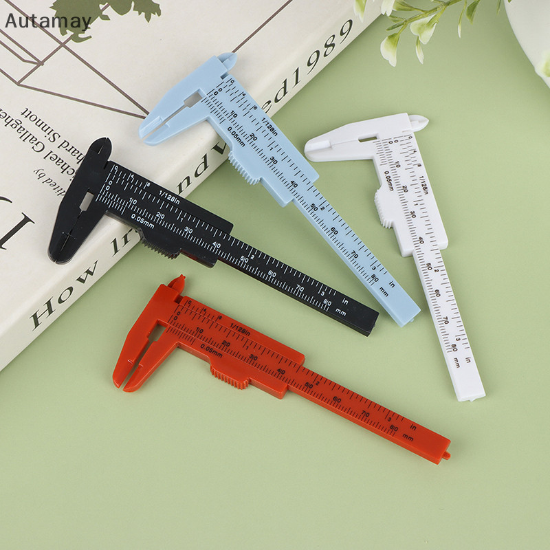 Autamay 1 ชิ้นแบบพกพา Dual Scale 0-80 มม.คิ้วพลาสติกวัด Vernier Caliper Mini ใหม่