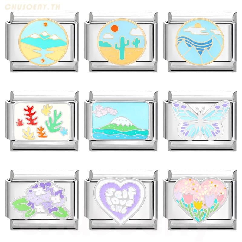 DIY ภาษาอิตาลี เสน่ห์ สร้อยข้อมือ ข้อต่อฟิตติ้ง 9 มม โดปามีน ทําเอง สร้อยข้อมือคู่ ทําเอง เครื่องประดับแฟชั่นอุปกรณ์เสริมย้อนยุคบุคลิกภาพโมดูลสร้อยข้อมืออุปกรณ์เสริมของขวัญวันวาเลนไทน์