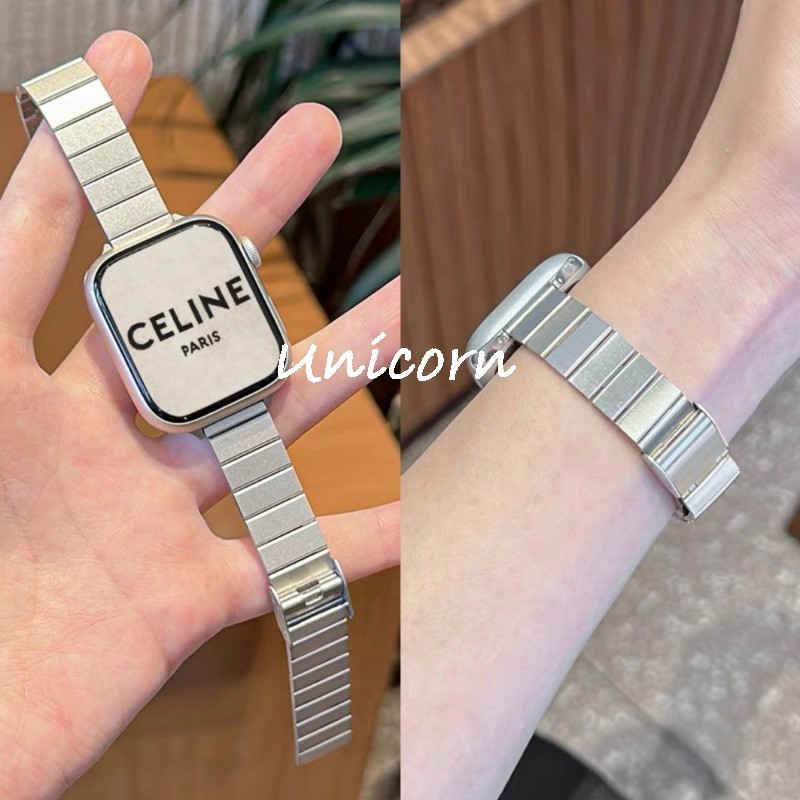 สายนาฬิกาข้อมือโลหะบาง สําหรับ แอปเปิล ดู iWatch 38/40/41/42/44/45/46/49 มม. รุ่นที่รองรับ 10/9/8/7/6/5/4 พร้อมสร้อยข้อมือผู้หญิง