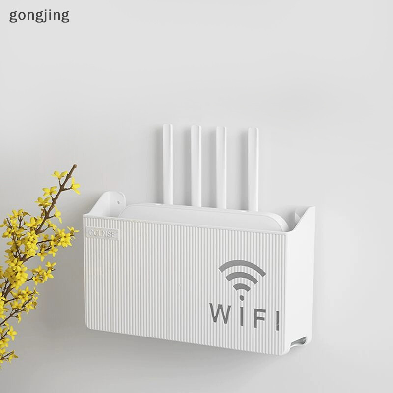 Gong Bins ติดผนัง Router กล่อง Office Media Decor คอนโซล Wifi Wifi กล่องกล่องเก็บไร้สาย Rack แขวนชั้นวางของ th