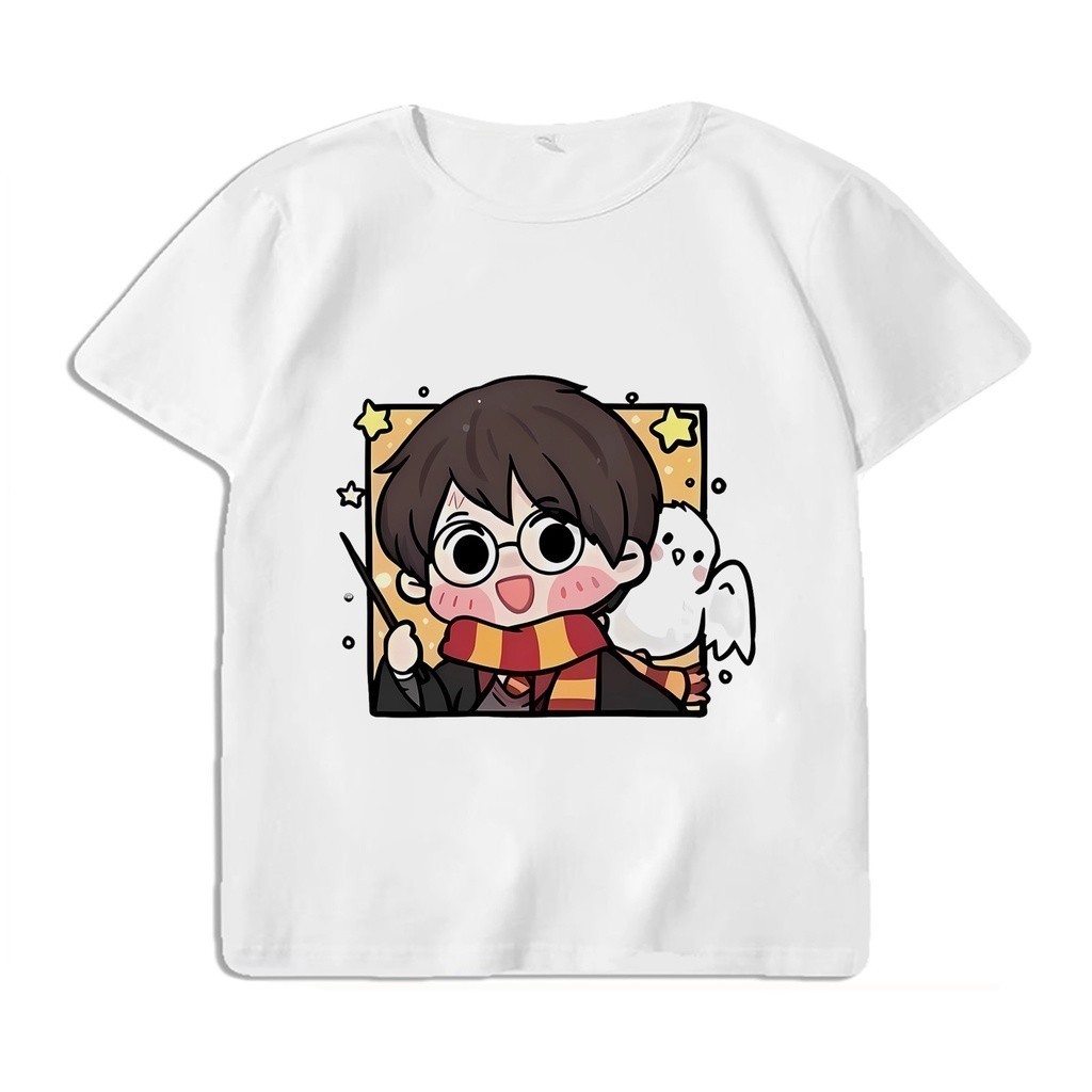 👕Harry Potter การจัดส่งที่รวดเร็วT-Shirtเสื้อยืดแขนสั้น พิมพ์ลายกราฟฟิค harry potter น่ารัก หลายขนาด