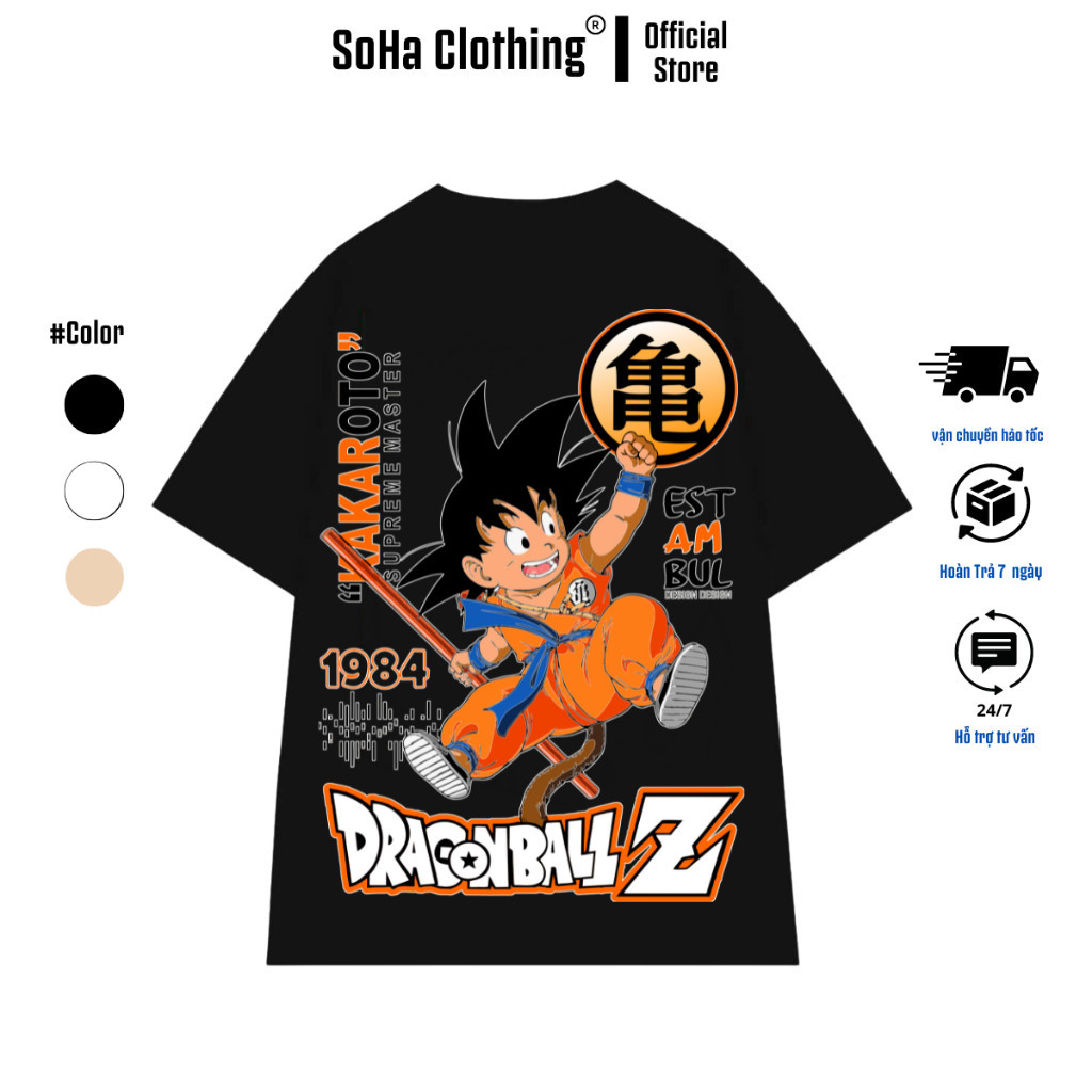 Soha Clothing Dragonball Z เสื้อยืด Unisex Cotton 100% - หลากสี - แบรนด์ท้องถิ่นแท้ DRAGONBALLS-5XL 