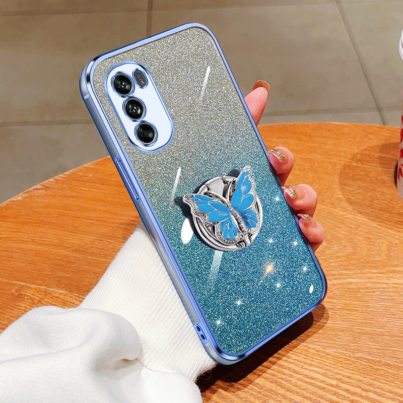 ปลอก Motorola Moto G62 5G G60S G60 G40 Fusion G50 5G G50 2021 กรณี 3D แหวนผีเสื้อวงเล็บแฟลชแป้ง Anti Drop เคสโทรศัพท์