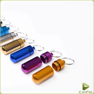 KamPak กล่องยายาพวงกุญแจอลูมิเนียม กล่องใส่ยาขนาดเล็กแบบพกพากันน้ำ Keychain Pill Box