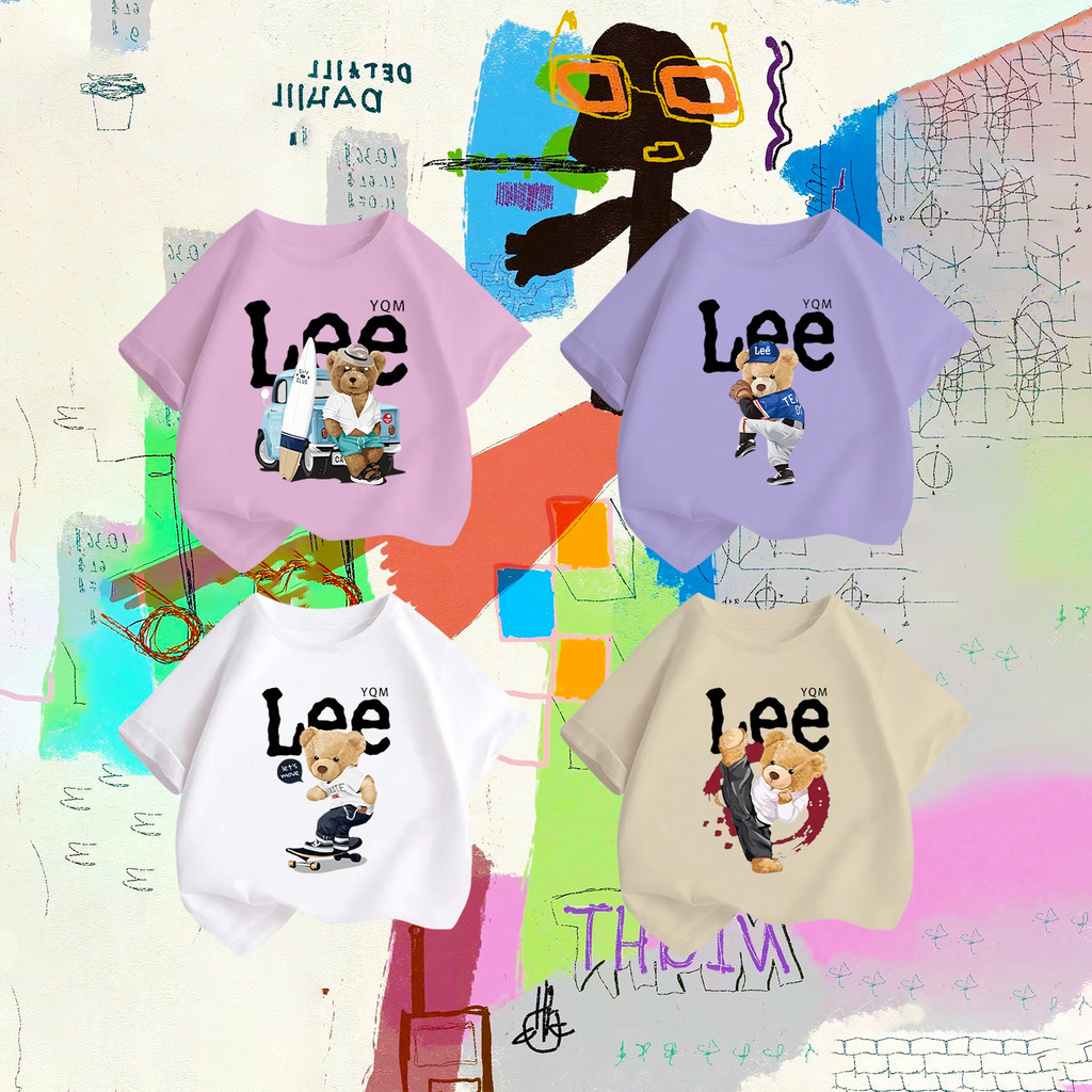 TrendSir พร้อมส่ง เสื้อยืด เสื้อยืดแขนสั้น Lee 100% Cotton 5สี 100-140