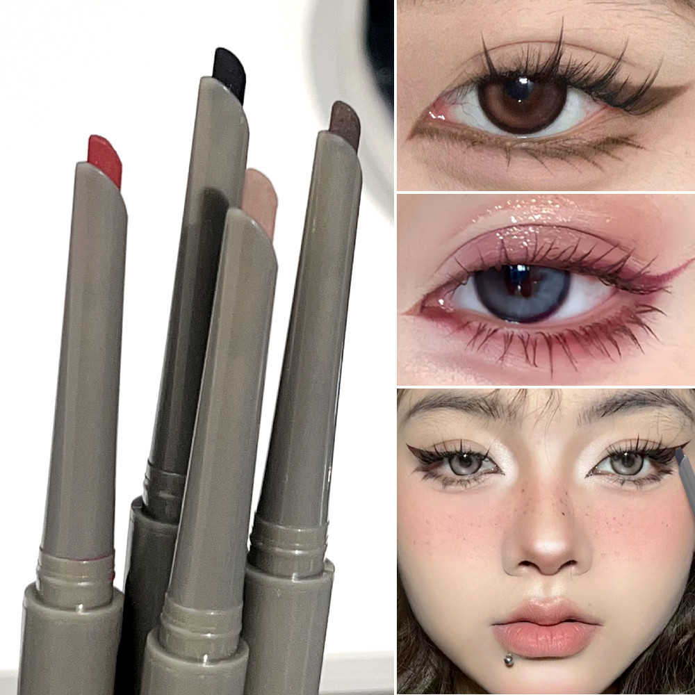 Black Brown Matte Eyeliner Gel Pencil - Ultra-fine Angled Thin Eyeliner Pen - Waterproof Non-smudged Lying Silkworm Pen - แต่งหน้าเกาหลี